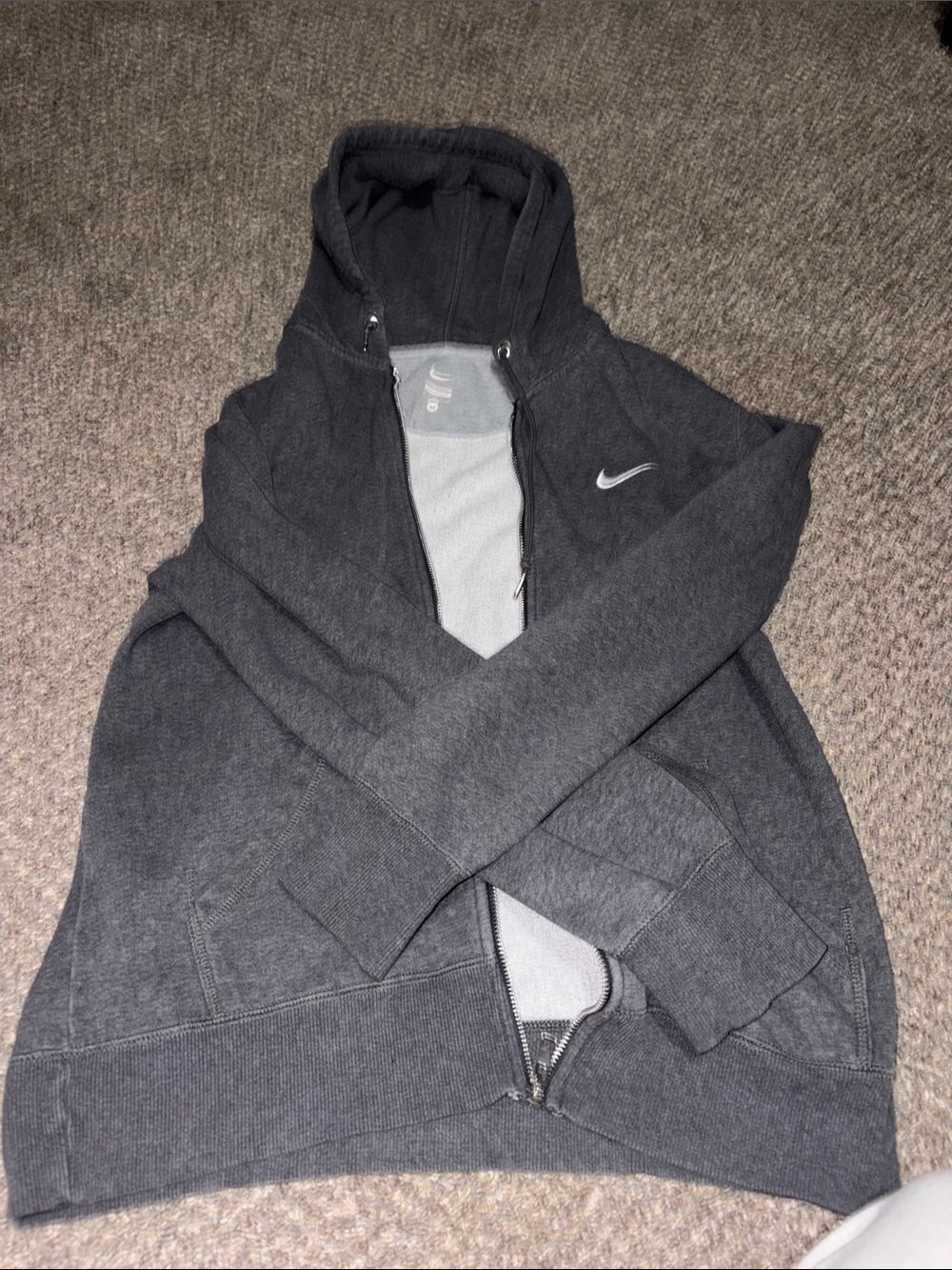 Nike Charcoal Gray Zip-Up Hooded Sweatshirt